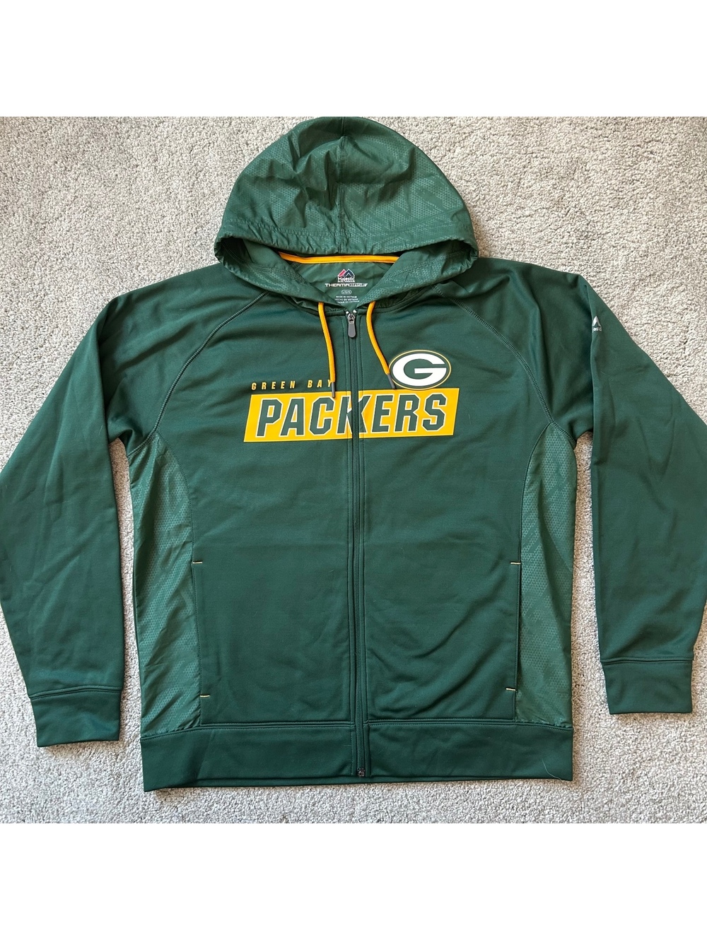 Majestic Athletic Green Bay Packers Full Zip Hoodie Jacket Size L